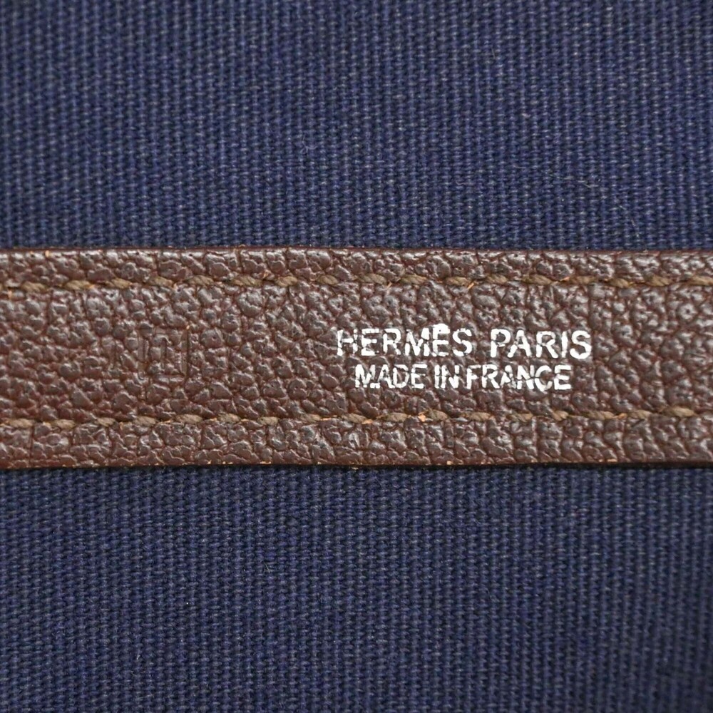 HERMES Garden PM 36 Handbag Tote Bag Toile Officier Canvas Brown - Picture 11 of 13